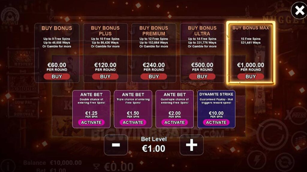 Nugget casino slot game from AvatarUX bonus buy